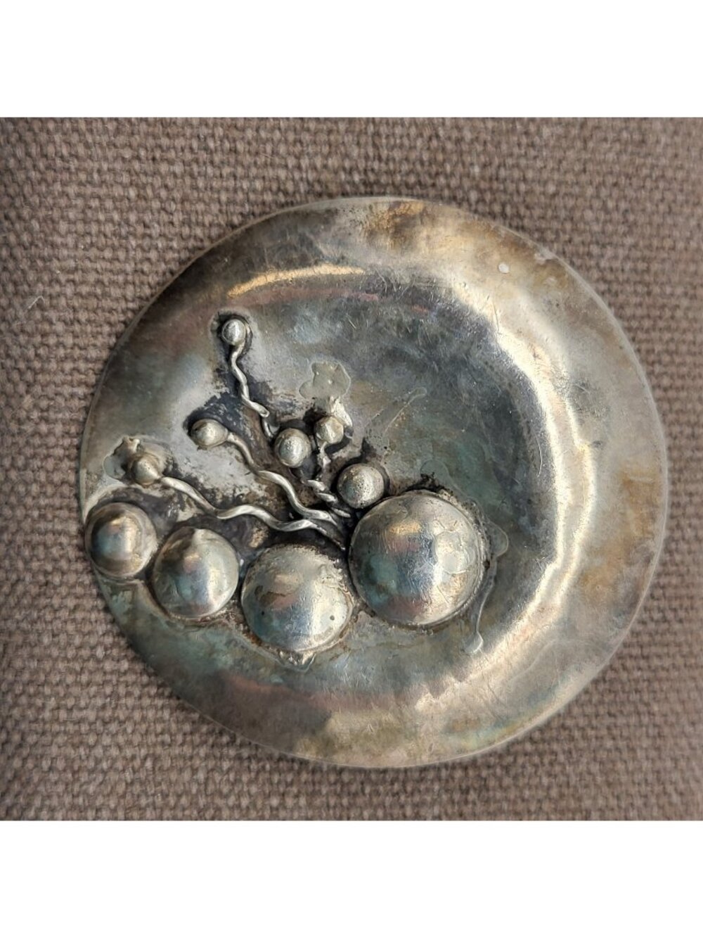 Vintage Sterling Silver Brooch pin Artisan Abstract Sea bubbles